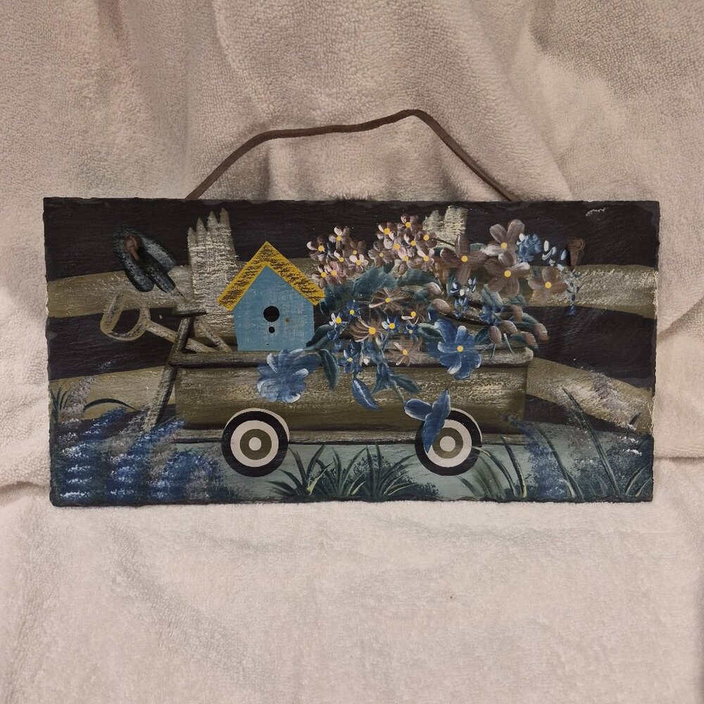 Slate Hanging Wall Plaque Garden Themed
